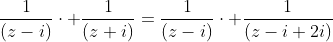 \frac{1}{(z-i)}\cdot \frac{1}{(z+i)}=\frac{1}{(z-i)}\cdot \frac{1}{(z-i+2i)}