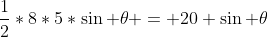 \frac{1}{2}*8*5*\sin \theta = 20 \sin \theta