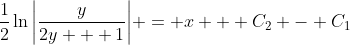 \frac{1}{2}\ln{\left|\frac{y}{2y + 1}\right|} = x + C_2 - C_1
