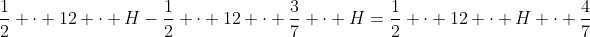 \frac{1}{2} \cdot 12 \cdot H-\frac{1}{2} \cdot 12 \cdot \frac{3}{7} \cdot H=\frac{1}{2} \cdot 12 \cdot H \cdot \frac{4}{7}