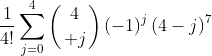 \frac{1}{4!}\sum_{j=0}^{4}\left({4\atop j}\right)\left(-1\right)^{j}\left(4-j\right)^{7}