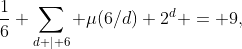 \frac{1}{6} \sum_{d \mid 6} \mu(6/d) 2^d = 9,