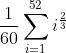 \frac{1}{60}\sum^{52}_{i=1}i^{\frac{2}{3}}