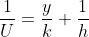 \frac{1}{U}=\frac{y}{k}+\frac{1}{h}