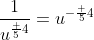 \frac{1}{u^{\frac 54}}=u^{-\frac 54}