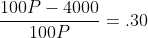 \frac{100P-4000}{100P}=.30
