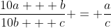 \frac{10a + b}{10b + c} = \frac{a}{c}