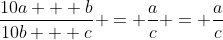 \frac{10a + b}{10b + c} = \frac{a}{c} = \frac{a}{c}