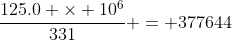 \frac{125.0 \times 10^6}{331} = 377644~\text{km}^2 = 37.7644 \times 10^4 ~\text{km}^2