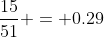 \frac{15}{51} = 0.29