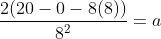 \frac{2(20-0-8(8))}{8^2}=a