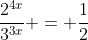 \frac{2^{4x}}{3^{3x}} = \frac{1}{2}