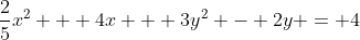 \frac{2}{5}x^2 + 4x + 3y^2 - 2y = 4