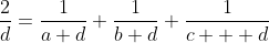 \frac{2}{d}=\frac{1}{a+d}+\frac{1}{b+d}+\frac{1}{c  +d}
