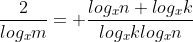 \frac{2}{log_xm}= \frac{log_xn+log_xk}{log_xklog_xn}