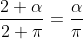 \frac{2 \alpha}{2 \pi}=\frac{\alpha}{\pi}