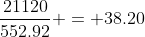 \frac{21120}{552.92} = 38.20