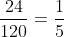 \frac{24}{120}=\frac{1}{5}