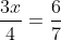 \frac{3x}{4}=\frac{6}{7}