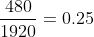 \frac{480}{1920}=0.25