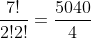\frac{7!}{2!2!}=\frac{5040}{4}