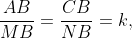 \frac{AB}{MB}=\frac{CB}{NB}=k,