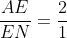 \frac{AE}{EN}=\frac{2}{1}