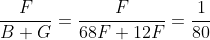 \frac{F}{B+G}=\frac{F}{68F+12F}=\frac{1}{80}