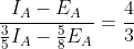 \frac{I_A-E_A}{\frac{3}{5}I_A-\frac{5}{8}E_A}=\frac{4}{3}