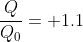 \frac{Q}{Q_0}= 1.1