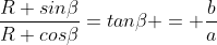 \frac{R sin\beta}{R cos\beta}=tan\beta = \frac{b}{a}