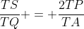 \frac{TS}{TQ} = \frac{2TP}{TA}