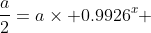\frac{a}{2}=a\times 0.9926^x 