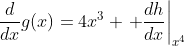 \frac{d}{dx}g(x)=4x^3 \left. \frac{dh}{dx}\right|_{x^4}