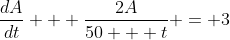 \frac{dA}{dt} + \frac{2A}{50 + t} = 3