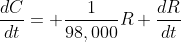 \frac{dC}{dt}= \frac{1}{98,000}R \frac{dR}{dt}
