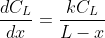 \frac{dC_L}{dx}=\frac{kC_L}{L-x}