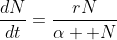 \frac{dN}{dt}=\frac{rN}{\alpha +N}