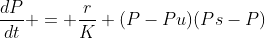 \frac{dP}{dt} = \frac{r}{K} (P-Pu)(Ps-P)