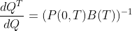 \frac{dQ^T}{dQ}=(P(0,T)B(T))^{-1}