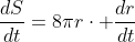 \frac{dS}{dt}=8{\pi}r\cdot \frac{dr}{dt}