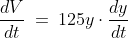 \frac{dV}{dt}\:=\:125y\cdot\frac{dy}{dt}