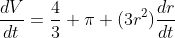 \frac{dV}{dt}=\frac{4}{3} \pi (3r^2)\frac{dr}{dt}