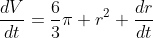 \frac{dV}{dt}=\frac{6}{3}\pi r^2 \frac{dr}{dt}