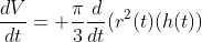 \frac{dV}{dt}= \frac{\pi}{3}\frac{d}{dt}(r^2(t)(h(t))