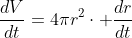 \frac{dV}{dt}=4{\pi}r^{2}\cdot \frac{dr}{dt}