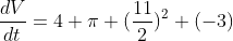\frac{dV}{dt}=4 \pi (\frac{11}{2})^2 (-3)