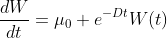 \frac{dW}{dt}=\mu_0 e^{-Dt}W(t)