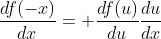 \frac{df(-x)}{dx}= \frac{df(u)}{du}\frac{du}{dx}
