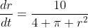 \frac{dr}{dt}=\frac{10}{4 \pi r^2}
